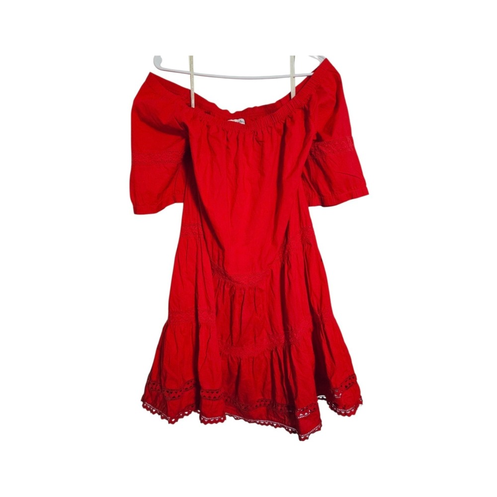 Kate Spade Broome Street Poplin off-shoulder‎ Midi Dress M Cotton Boho Oversized